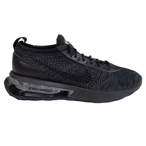 Nike Mens 7.5 Air Max Flyknit Racer Triple Black Gray Running Shoes FD2764-001 - Picture 1 of 8